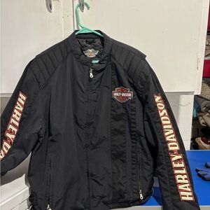 Harley-Davidson Black Jacket with Red & Cream Logo Sleeve Graphics